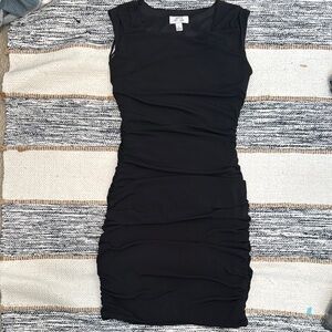 Sweet Storm Black Ruched Sleeveless Mini Dress